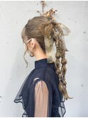 【お呼ばれアレンジ】ツインポニーの編み込みアレンジ