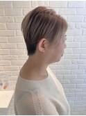 バレイヤージュミルクティーピンクベージュカラーツーブロック