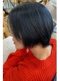 髪質改善 ショートボブ インナーカラー 韓国風 前髪カット 小顔