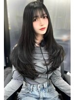 ランズ(LANDS) アッシュカラーザクザクレイヤーカット 【韓国ヘア 大阪 梅田】