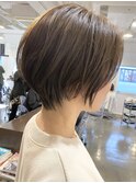 横浜西口大人ショートボブココアベージュ前髪なしグレージュ40代
