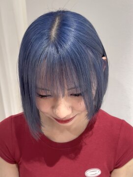 コト 福井大和田店(coto) 福井/ハイトーンカラー/ボブ/ブルー/ケアブリーチ/ダブルカラー