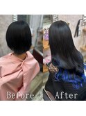 ブラック×ブルー#シールエクステ#インナーカラー#韓国#