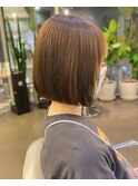 顎下ボブ/巻ける縮毛矯正/髪質改善/オリーブグレージュ
