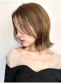 マロンベージュ/ボブ/前髪/レイヤー/小顔/髪質改善/縮毛矯正新宿