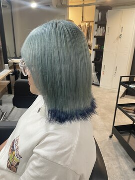 水色×ブルー裾カラー