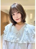 ミルクティーベージュ/レイヤーボブ/韓国巻き/顔周りカット/銀座