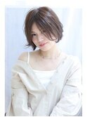 「磯野真由美」前髪長め小顔ショートボブパーマ