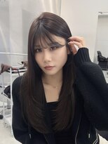 ロムーク 表参道(LOMKH)&nbsp;ロングレイヤーカット顔周りシールエクステ夏ヘーゼルグレージュ