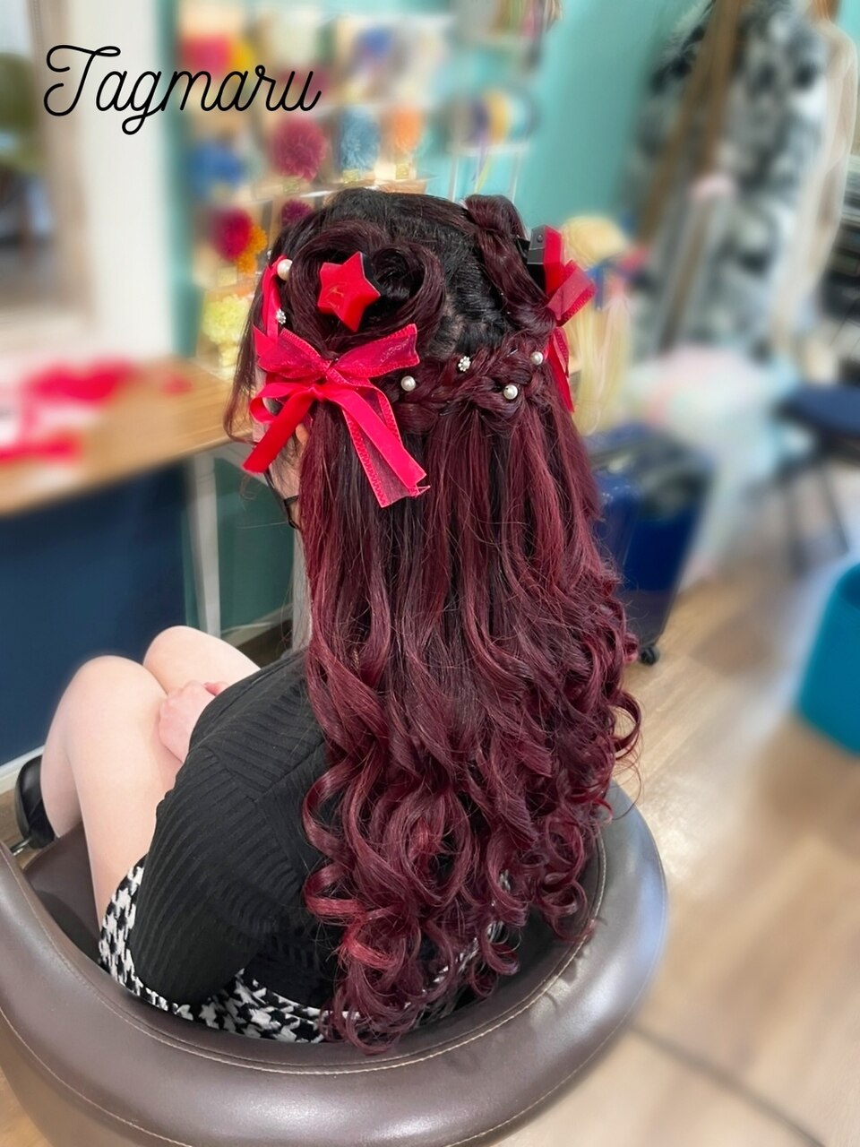 量産型ヘアセット☆ハートのツインハーフ☆ハート追加料金有