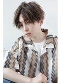 スパイラルニュアンスパーマアップバング ツーブロックマッシュ