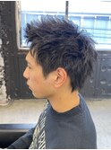 □カルマパーマ#ベリーショート#マッシュパーマアッシュブラック