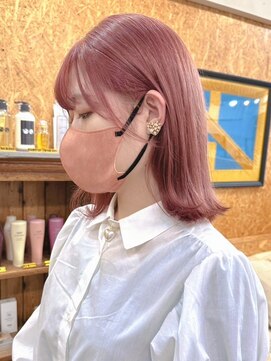 ポーチバイハニー オモテサンドウ(PORCH by HONEY omotesando) 大人可愛い10代20代30代外はねロングボブ×ラズベリーピンク