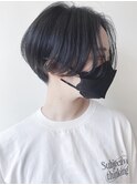 【morio 原宿】黒髪刈り上げハンサムショート　ナチュラル