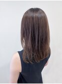 セミロングレイヤー グレージュ