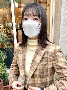 モク 大阪梅田店(MOK) 【ぷつんミディアム】顔まわりにニュアンス程度のレイヤー