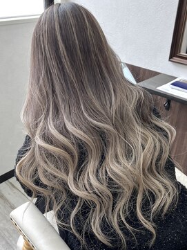 ベルヘアーデザイン 堺東(Belle hair Design) バレイヤージュレイヤーカットオリーブ韓国風堺東イルミナカラー