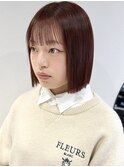 花田/ボブブリーチなしダブルカラーワインレッド下北沢ボルドー