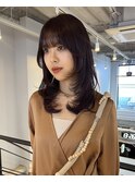 大人美人艶カラーベージュ小顔カット透明感レイヤーロング