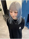 シルバーブルー × ルーツカラー ブリーチカラー