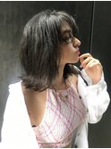 黒髪ミディアム外はねBOB