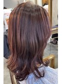 ★暖色系×セミロングレイヤー