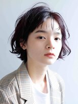 ヘアメイク アージュ 天神西通り店(HAIR MAKE age)&nbsp;外ハネボブ　ぱっつん前髪　アッシュブラック