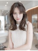 大人かわいい前髪セシルカットココアブラウンフリンジウェーブ