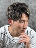 ハイライト/マッシュパーマ/ウルフ/アッシュブラック/波巻き