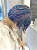 デザインカラー黒髪インナーカラーピンクアンブレラカラー韓国