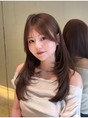 縮毛矯正/くびれヘア/ハイライトカラー/アプリコットオレンジ