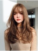 レイヤーカット髪質改善カラーブリーチなしダブルカラー韓国