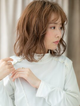 カバーヘア ブリス 戸田公園西口店(COVER HAIR bliss) ミルクブラウンブリーチなし小顔ボブパーマX戸田公園20代30代