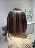 アンブレラカラーホワイトピンクハイトーンボブブリーチ成増