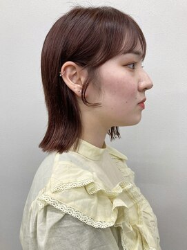 コト 福井大和田店(coto) 福井　大和田　ピンクブラウン　切りっぱなし外はねボブ　可愛い