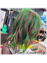 美容室キャンディー ベルベット(Candy Velvet) グリーンとピンクのミックスカラー