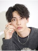 大分メンズセンターパートフェザーパーマサーフカールツイスパ