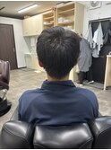 メンズナチュラルカットさっぱりパーマ自然黒髪アップバング