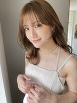 大人かわいい顔まわりレイヤーまろベージュ小顔シースルーバング