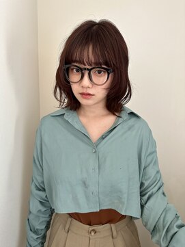 ユイル(Uil) 似合わせ小顔ミディアム× 暖色カラー デザイン　カラー