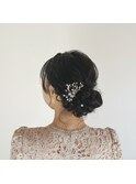 ヘアアレンジシニヨンゆるふわアレンジ編み込み