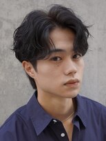 センターパートシャドウパーマ毛流れニュアンスパーマ韓国原宿
