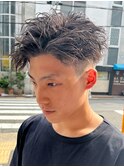 アップバング短髪ツイストスパイラルブリーチパーマツイスパ