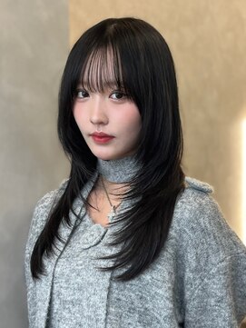 オムニス 表参道(Omnis) 暗髪ザクザクレイヤーハッシュカット表参道ワンカールレイヤー