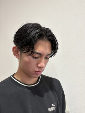 センターパートパーマ