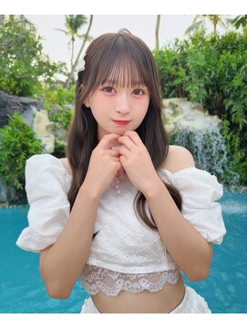 カシュカシュ 表参道(cache cache) アイドルのような可愛さ☆オリーブグレージュシースルーぱっつん