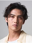 心斎橋シャドウパーマメンズマッシュウルフカット波巻きパーマ
