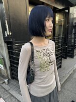 アンダーカレント(undercurrent)&nbsp;ネイビーカラー/ブルーカラー/ブリーチ/顔まわりレイヤー/ボブ
