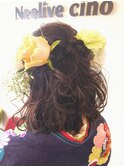 ヘアセット ハーフアップ ゆるふわカール
