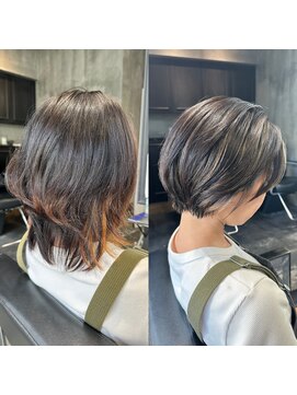 ローリー(Rowlly) 七尾の before &after ミディアム→ショート